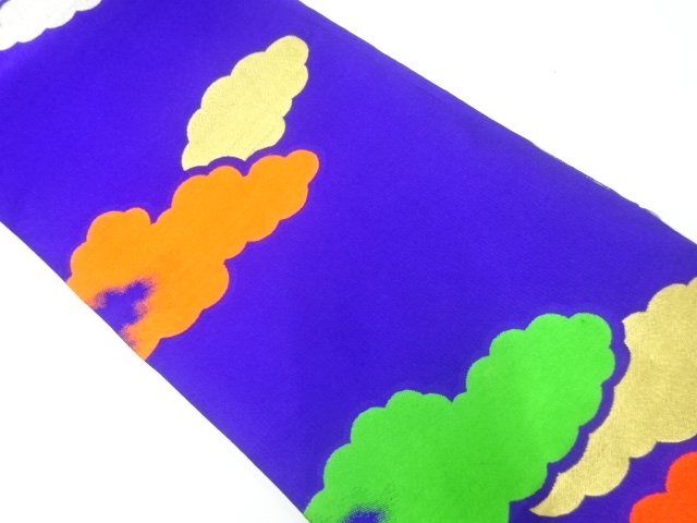 JAPANESE KIMONO / ANTIQUE OBI FOR DANCE / SILK / WOVEN CLOUD